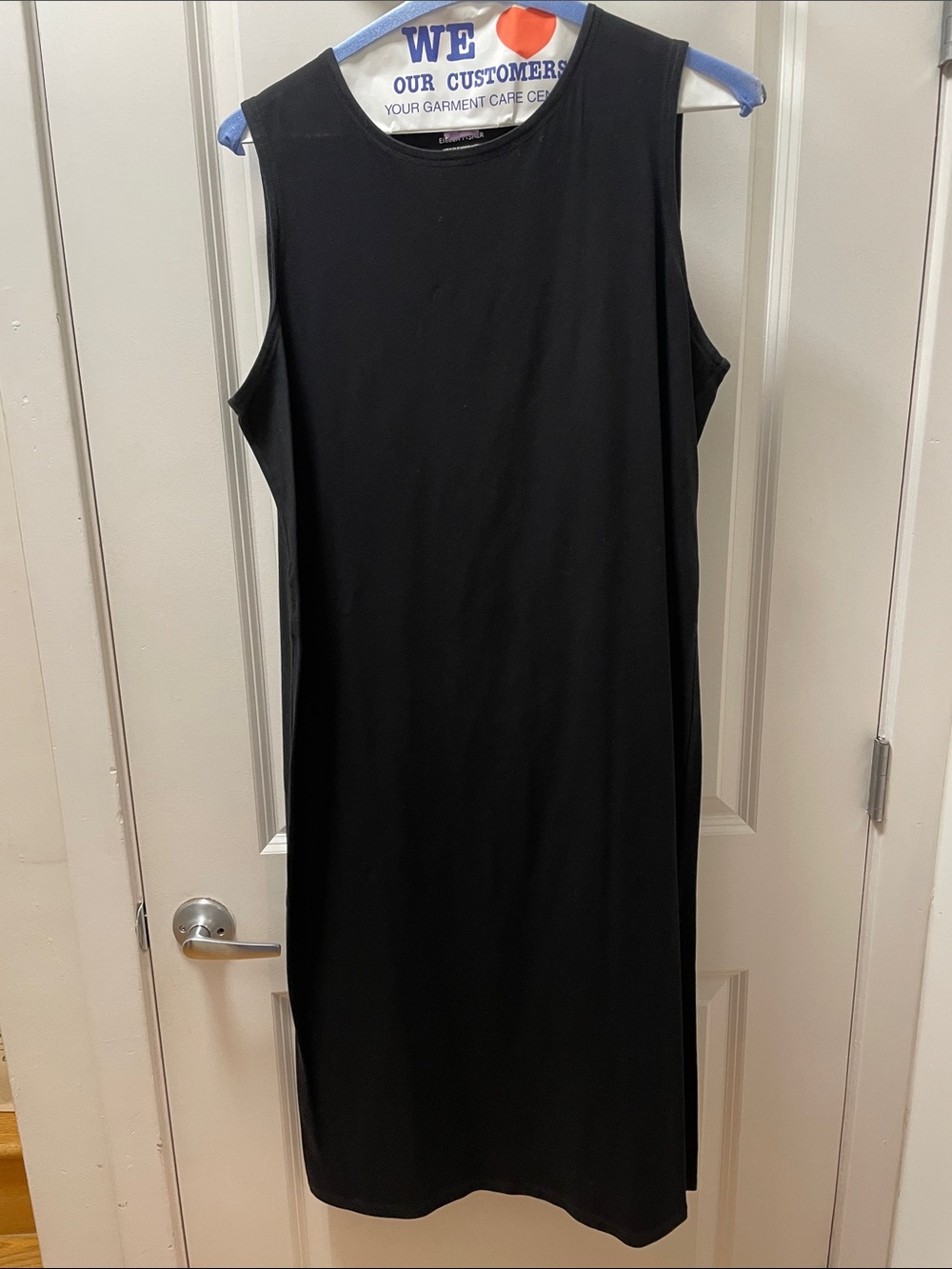 Eileen Fisher Black Sleeveless Midi Shift Dress